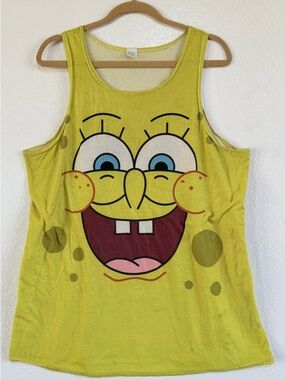 SpongeBob Face Yellow Graphic Tank Top Large